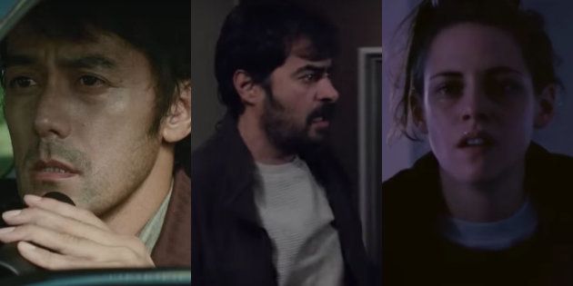 (L-R) Hiroshi Abe in 'After The Storm'; Shahab Hosseini in 'The Salesman'; and Kristen Stewart in 'Personal Shopper'.