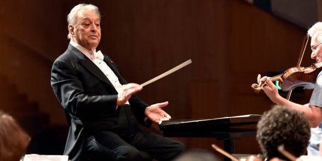 Music conductor Zubin Mehta rehearses with the Orchestra at NCPA on April 17, 2016 in Mumbai, India.