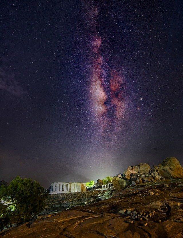 Milky Way over Hampi ruins.