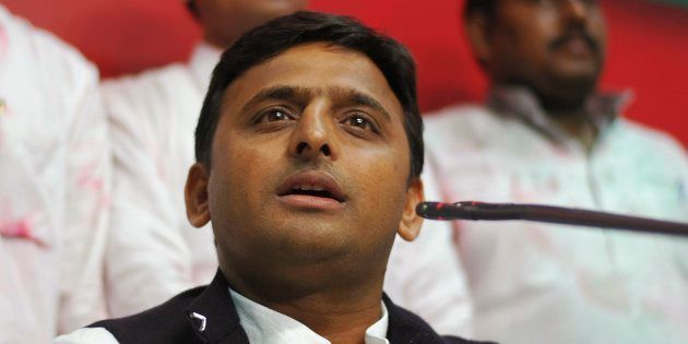 Akhilesh Yadav, state party president and son of the Samajwadi Party President Mulayam Singh Yadav, speaks during a news conference at their party headquarters in the northern Indian city of Lucknow March 6, 2012.