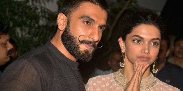 MUMBAI, INDIA DECEMBER 17: Deepika Padukone and Ranveer Singh at the Special Screening of their upcoming movie Bajirao Mastani in Mumbai.(Photo by Milind Shelte/India Today Group/Getty Images)