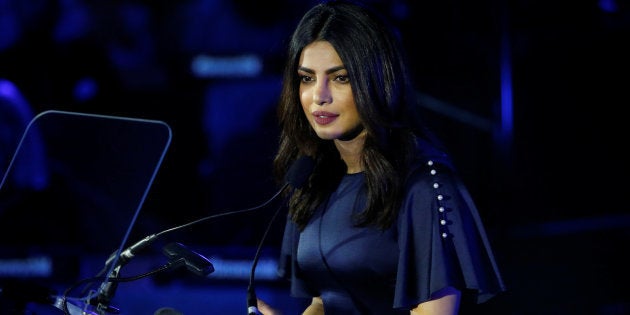 Priyanka Chopra delivers remarks at the UNICEF 70th anniversary event at the United Nations Headquarters in Manhattan, New York City, U.S., 12 December, 2016.