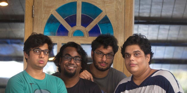 Members of Indian comedy group All India Bakchod or AIB (L-R) Rohan Joshi, Ashish Shakya, Gursimran Khamba and Tanmay Bhat.