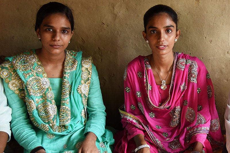 Saika Bano, 15. and Saleha Bibi, 16, are sisters, both studying in the 11th standard. Both are feisty speakers and both are amazing singers. The only big difference between the two of them is that one of them is married and the other is not.