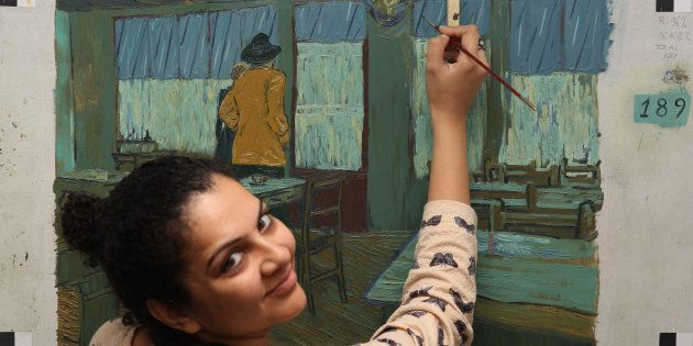 Shuchi Muley painting frames for 'Loving Vincent'.