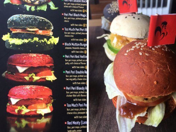 Menu picture of red burger compared to reality