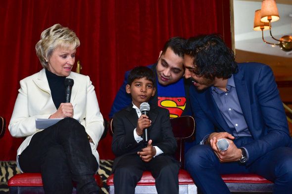 (L-R) Tina Brown, Sunny Pawar and Dev Patel attend Caryl M. Stern & The U.S. Fund for UNICEF.