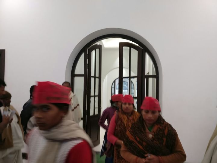 Anxious faces at the Janeshwar Mishra Trust office, which is virtually Akhilesh Yadav's parallel office since the Samajwadi Party office is a fiefdom of Shivpal Yadav and his supporters. The Janeshwar Mishra Trust office lies strategically between Cam's official residence and the SP headquarters.