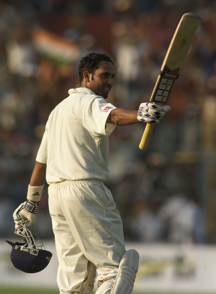 13 Mar 2001: VVS Laxman of India reaches 100, during day three of the 2nd Test between India and Australia played at Eden Gardens, Calcutta, India. X DIGITAL IMAGE Mandatory Credit: Hamish Blair/ALLSPORT