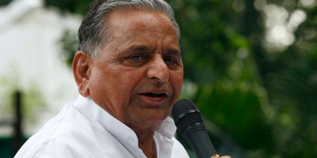 Chief of Samajwadi Party Mulayam Singh Yadav speaks during a news conference in New Delhi.