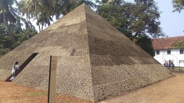 The Pyramid of Exiles installation at Aspinwall House, Fort Kochi