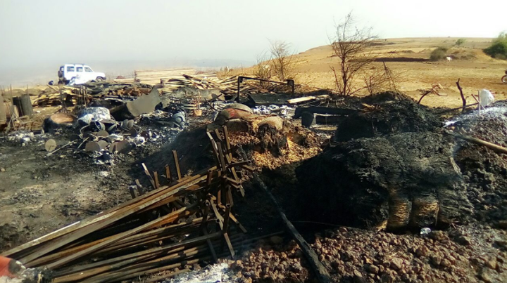 A file picture of the 'Padmavati' set that was set ablaze by protesters in Kolhapur.