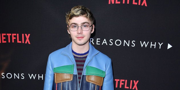 Miles Heizer who plays Alex Standall arrives at the Premiere Of Netflix's '13 Reasons Why' at Paramount Pictures on March 30, 2017, in Los Angeles, California.