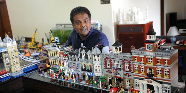 John Seemon with some of his Lego models.