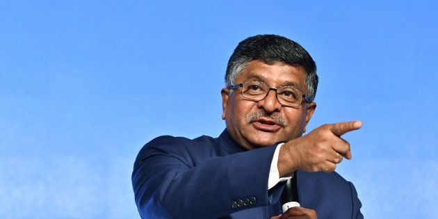Ravi Shankar Prasad, India's minister for law and justice and information technology, speaks during a Google Inc. news conference in New Delhi, India, on Wednesday, Jan. 4, 2017. Google expects to have a dedicated cloud region for India later this year, Chief Executive Officer Sundar Pichai said. Photographer: Anindito Mukherjee/Bloomberg via Getty Images