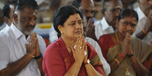 Indian general secretary of southern Tamil Nadu state's ruling All India Anna Dravida Munnetra Kazhagam (AIADMK) VK Sasikala pays her respects at the memorial for former state chief minister Jayalalithaa Jayaram after being elected party general secretary in Chennai on December 30, 2016.