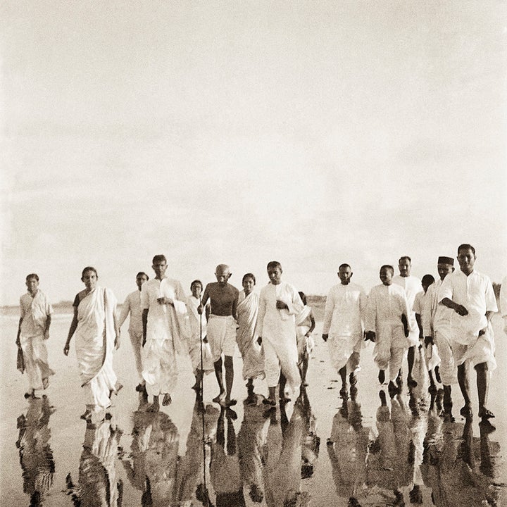 Mahatma Gandhi at Juhu beach, Bombay, June 1944.