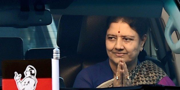 AIADMK General Secretary VK Sasikala arrives at the resort on third consecutive day in Koovathur in East Coast Road and met various MLAs who are camping over the last four days to decide on the further course of action near Chennai on Monday.