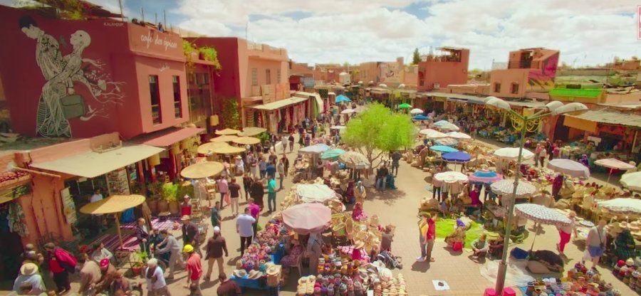 The market area in Morocco, which turned out to be the most challenging place to shoot in