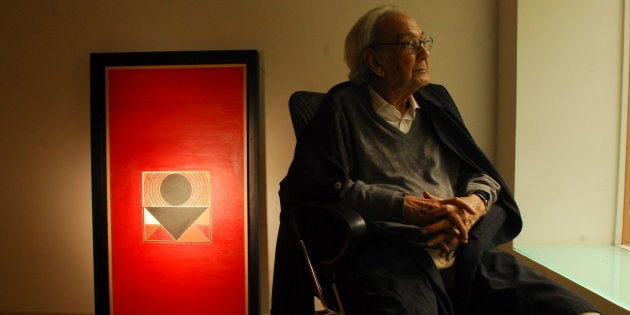 INDIA - FEBRUARY 09: Sayed Haider Raza, Painter in New Delhi, India ( Sayed Haider Raza turned 85 last week ) (Photo by Bandeep Singh/The India Today Group/Getty Images)
