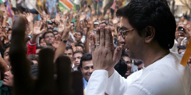 MNS leader Raj Thackeray greeting well wishers at his residence.