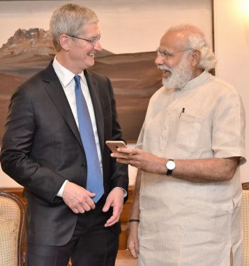 Apple CEO Tim Cook with Prime Minister Narendra Modi