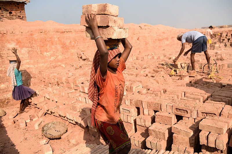 A female child labourer recalls, "I used to go to schools when I was in Ranchi, Jharkhand. I came here three months back with my parents. I also work with them."