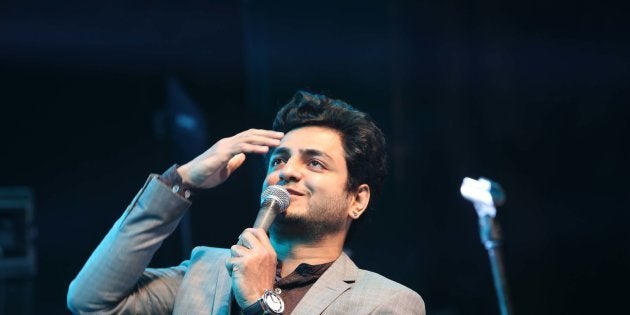 Indian stand up comedian Kenneth Sebastian performs during a Lady Shri Ram College (LSR) for Women's fest, Tarang 2017, on February 6, 2017 in New Delhi, India.