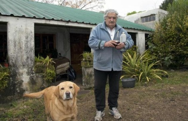 At home in his humble abode.