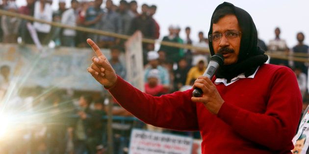 Arvind Kejriwal addressed a campaign rally ahead of state assembly elections in New Delhi.