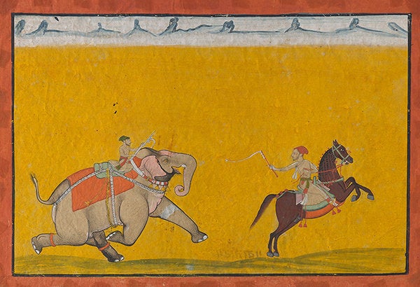 A miniature (circa 1685) signed by Wajid of Isarda, from the Motichand Khajanchi collection. The painting is estimated at INR 8 - 10 lakhs and will be auctioned on 9 March.