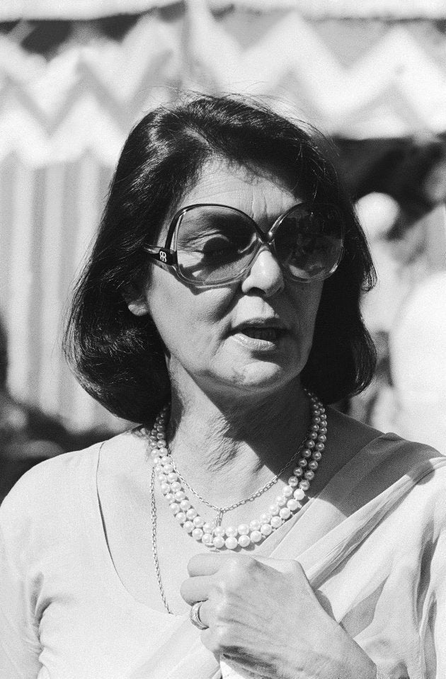 INDIA - JULY 25: Portrait of Gayatri Devi, Rajmata of Jaipur and wife of Maharaja Jai Singh taken on July 25, 1980 in India. (Photo by The India Today Group/Getty Images)