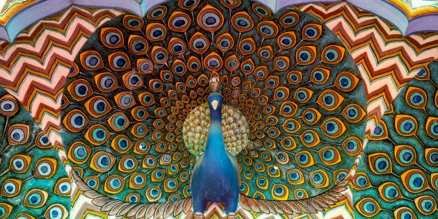 Peacock carving, City Palace, Jaipur, India