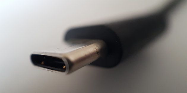 An macro image of a USB Type C Connector.