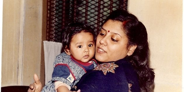 My mother with me, circa 1989.