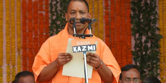 India's ruling Bharatiya Janata Party (BJP) leader Yogi Adityanath takes the oath as the new Chief Minister of India?s most populous state of Uttar Pradesh during a swearing-in ceremony in Lucknow, India, March 19, 2017.