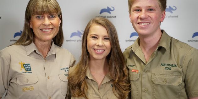(From left) Terri, wife of the late Steve Irwin, her daughter Bindi and son Robert in a file photo.