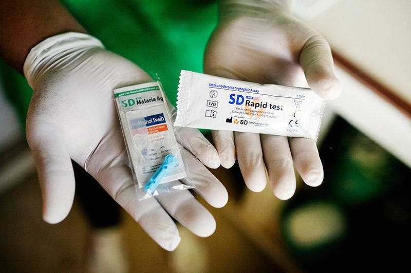 Rapid diagnostic tests help health workers test for malaria in the field. Timely diagnosis of malaria is imperative for treating the disease successfully.