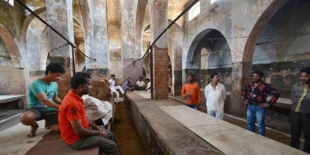A slaughterhouse in the Qaiserbagh area wears a deserted look on March 26, 2017 in Lucknow, India.