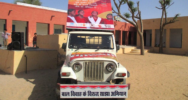 The campaign van roams the desert, spreading awareness on child marriage