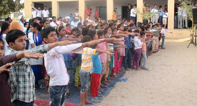 The children of Jaisalsar take a pledge to oppose child marriage