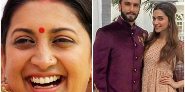 Smriti Irani, Ranveer Singh and Deepika Padukone