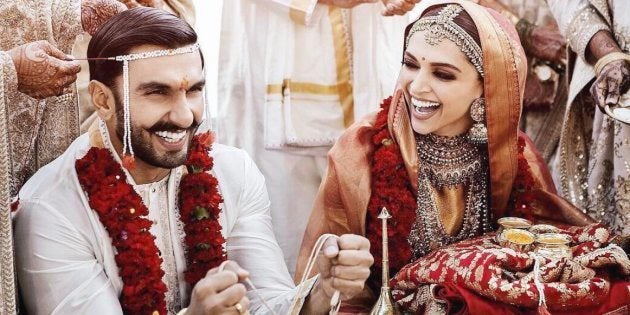 Ranveer Singh and Deepika Padukone at their wedding.