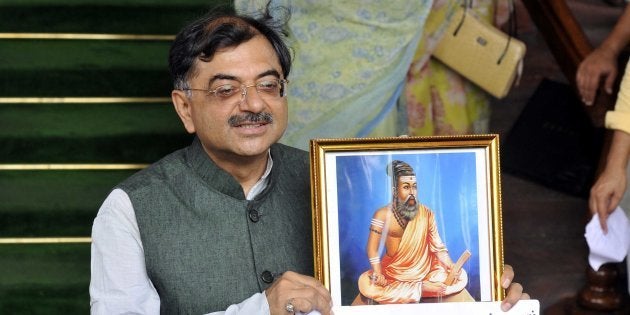 BJP Rajya Sabha MP Tarun Vijay after attending the monsoon session at Parliament House, on July 22, 2015 in New Delhi, India.