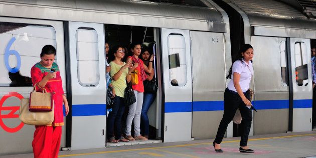 NEW DELHI, INDIA JULY 24: The picture featuring women compartment in Delhi Metro