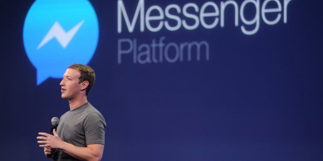 Facebook CEO Mark Zuckerberg introduces a new messenger platform at the F8 summit in San Francisco, California