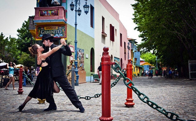 Tango on the streets of La Boca, Buenos Aires.