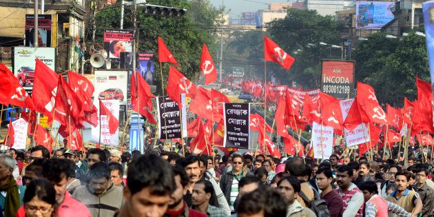 A Left Front protest rally in Kolkata.