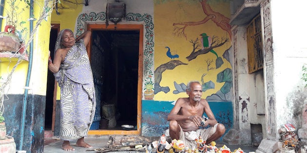 A toy maker and his wife in Raghurajpur village in Odisha.