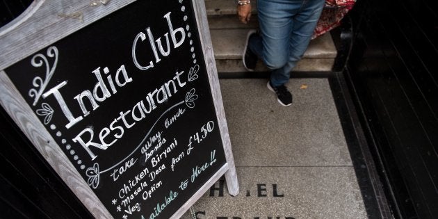 A blackboard stands at the entrance to the India Club restaurant in London on October 16, 2017.Plans to renovate a historic and beloved Indian restaurant in central London are causing a stir, pitting the developers against high profile defenders, including intellectuals, Anglo-Indian businessmen and lawmakers from both countries. / AFP PHOTO / CHRIS J RATCLIFFE (Photo credit should read CHRIS J RATCLIFFE/AFP/Getty Images)
